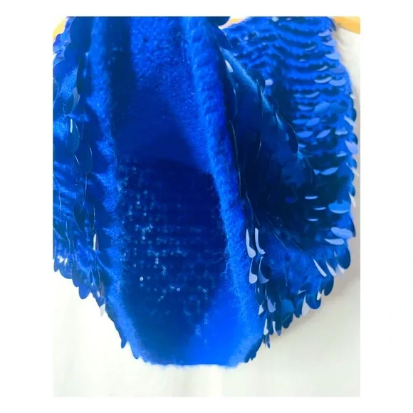 VTG Giant Sequined Sparkly Cobalt Blue Wool Knit Tank - Picture 3 of 4